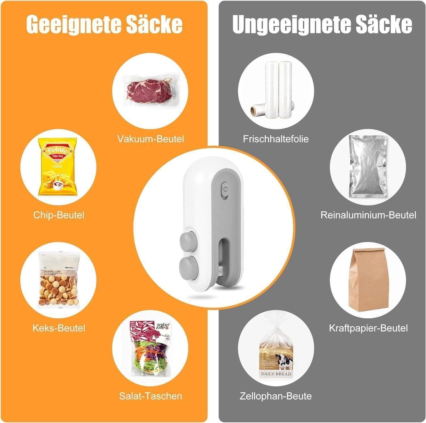 D-Portable Mini Sealing Machine 2 in 1 USB Rechargeable Magnetic Bag Sealer Heat Seal with Cutter