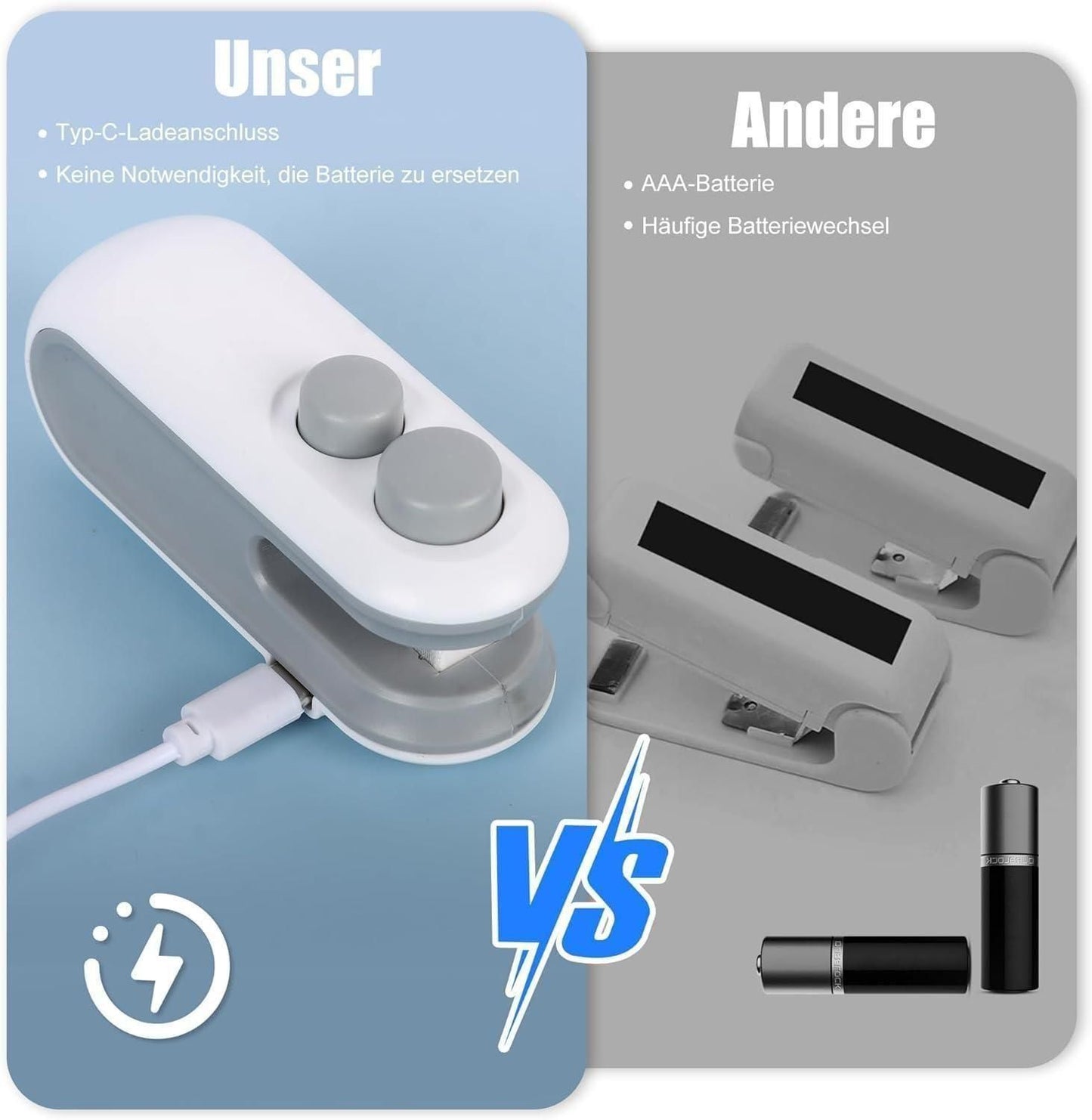 D-Portable Mini Sealing Machine 2 in 1 USB Rechargeable Magnetic Bag Sealer Heat Seal with Cutter
