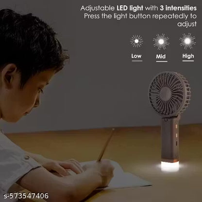 Mini Hand Fan Rechargeable with LED Light – Foldable Mini Fan, Small Fan,USB Charging Hand Fan with 1200mAh Battery & 3 Speed Modes | Travel, Makeup, Kitchen
